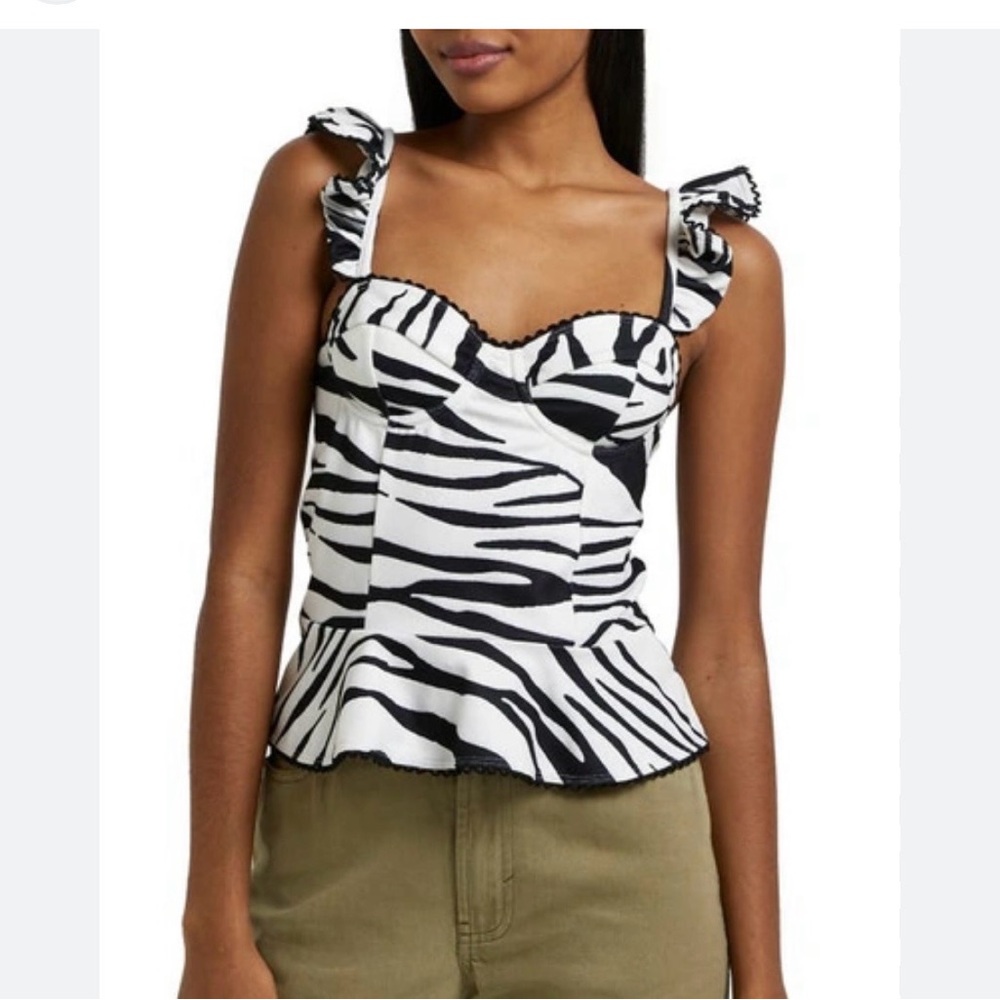 River Island Black and White Zebra Print corset top